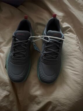 Skechers Gray Athletic Sneakers with Mint Soles and Pink Heel Tabs